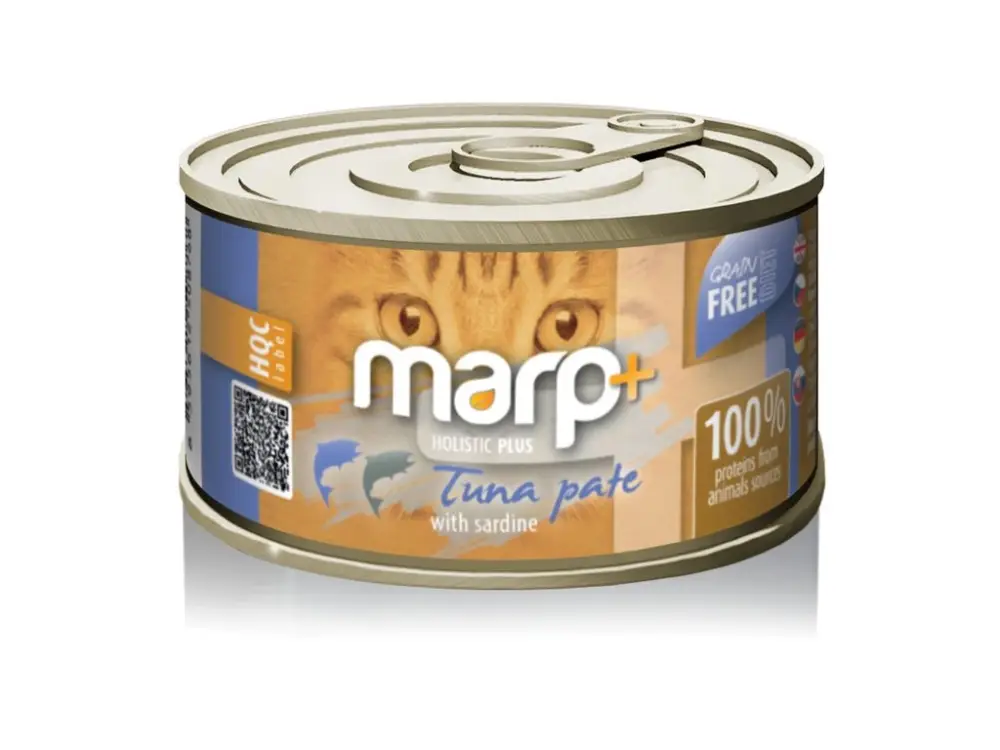 Marp Holistic Plus konzerva pro kočky – Tuňákové paté se sardinkami 70g Ověřený