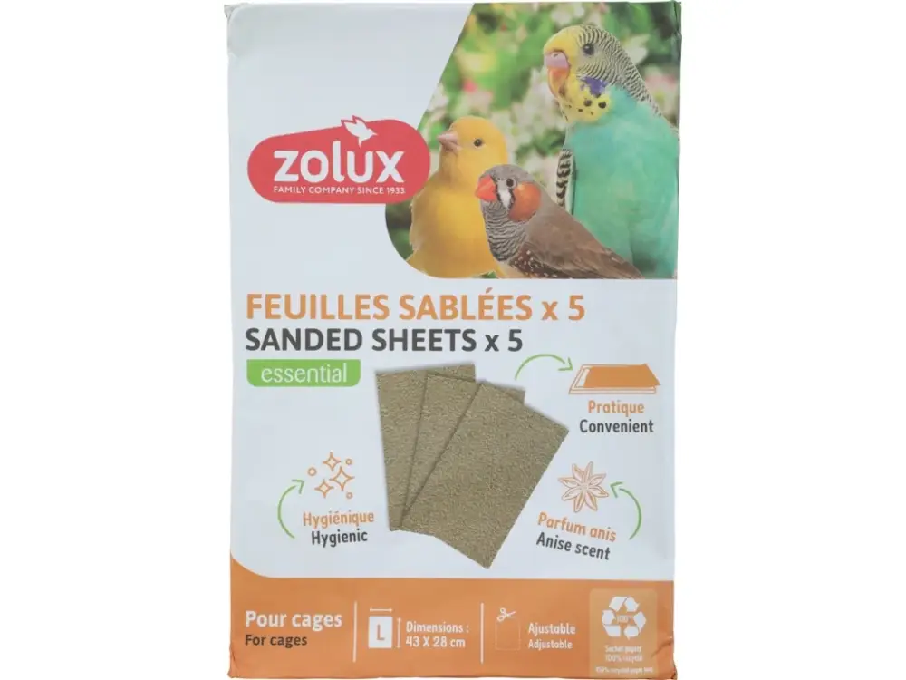 Pískové podložky pro ptáky L 43x28cm, 5ks Zolux Hit Sezóny