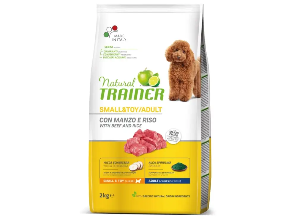 TRAINER Natural Dog Small&Toy Adult hovězí a rýže 2kg Sleva