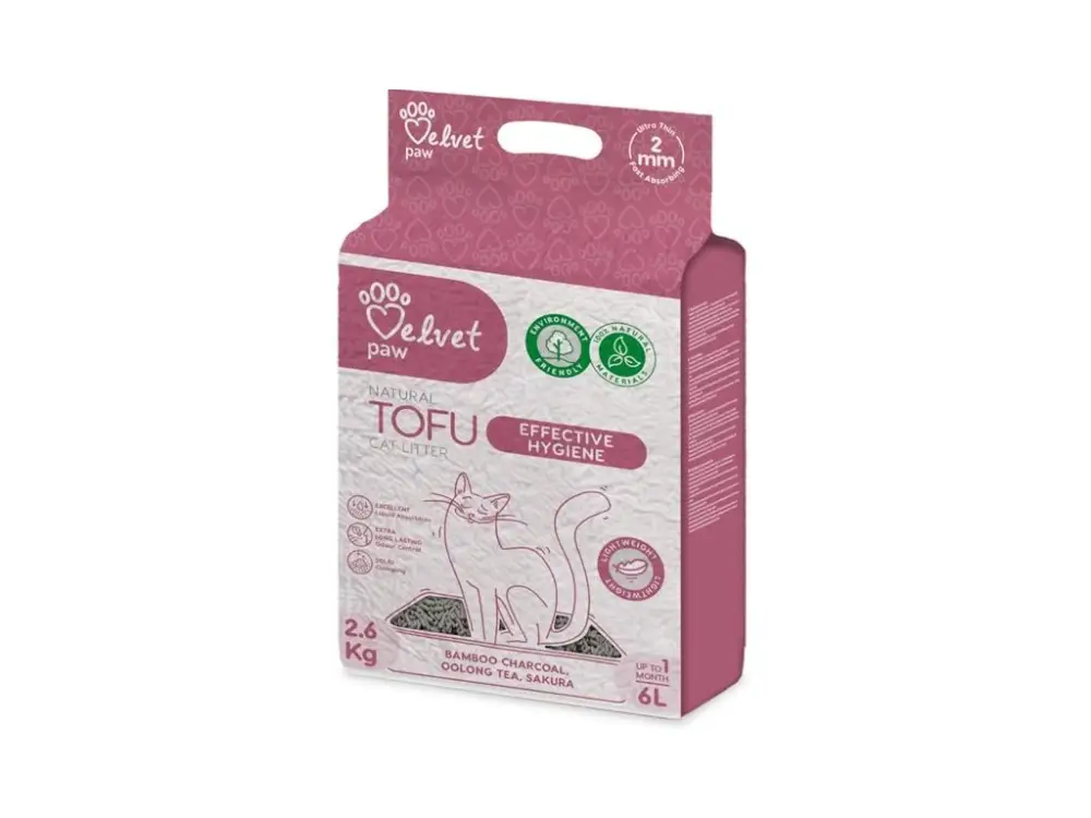 Podestýlka cat Velvet Paw Tofu Effective hygiene 6l / 2,6kg Ověřený