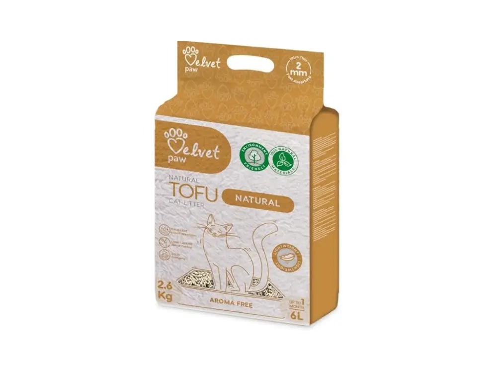 Podestýlka cat Velvet Paw Tofu Natural 6l /2,6kg Finální Výprodej