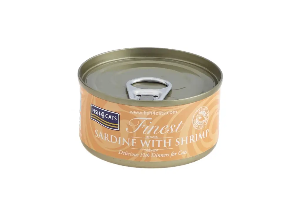 Horká Nabídka FISH4CATS Konzerva pro kočky Finest sardinka s krevetami 70 g