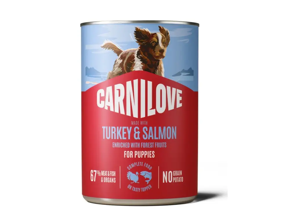 Cenová Bomba Carnilove Dog Konzerva Paté Krůta a losos pro štěňata 400g
