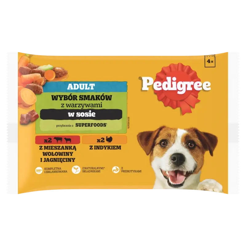 PEDIGREE Hovězí maso s jehněčím masem / Krůta s mrkví 4x100g Časově Omezené