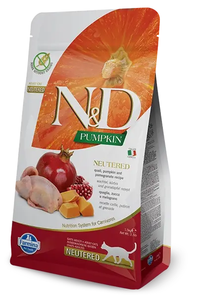 Farmina N&D Pumpkin feline QUAIL, PUMPKIN AND POMEGRANATE NEUTERED RECIPE 1,5 kg Akce