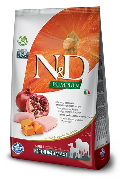 N&D Pumpkin Grain Free canine CHICKEN AND POMEGRANATE ADULT MEDIUM & MAXI 12kg Top Prodej