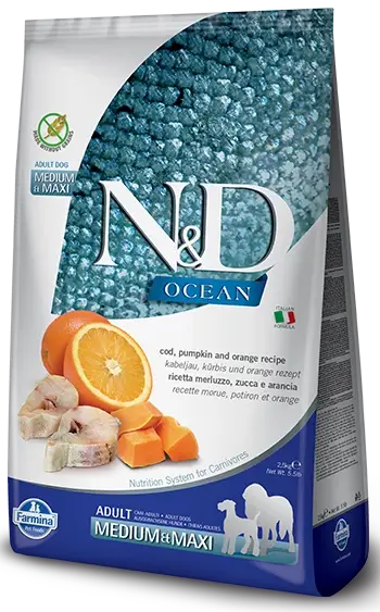 FARMINA N&D Ocean Adult Dog Codfish & Pumpkin & Orange MEDIUM & MAXI 12kg Novinka