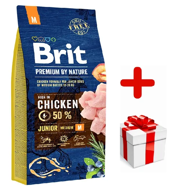 Sezónní Sleva BRIT Premium By Nature Junior M 15kg + PŘEKVAPENÍ ZDARMA !!!