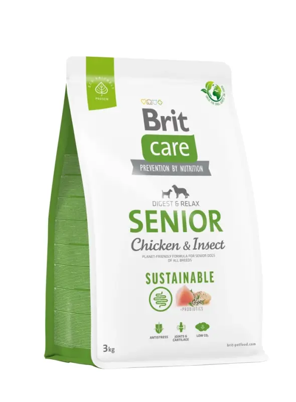 BRIT CARE Dog Sustainable Senior Kuře a hmyz 3 kg Bezpečná Platba