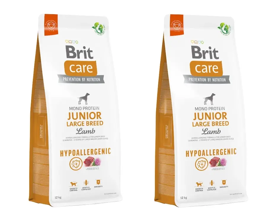 Omezená Nabídka BRIT CARE Dog Hypoallergenic Junior Large Breed Lamb 2x12kg