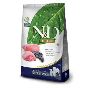 FARMINA N&D Prime canine LAMB & BLUEBERRY ADULT MEDIUM & MAXI 2x12kg 3% SLEVA Top Prodej