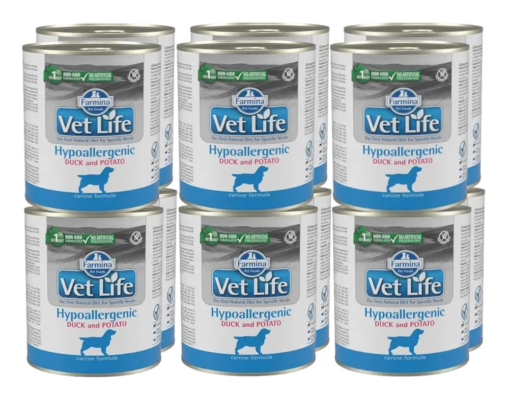Časově Omezené Farmina Vet Life Hypoallergenic Duck & Potato Dog 12x300g