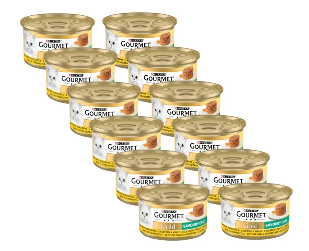Purina Gourmet Gold Savoury Cake s kuřecím masem a mrkví 12x85g Bezpečná Platba