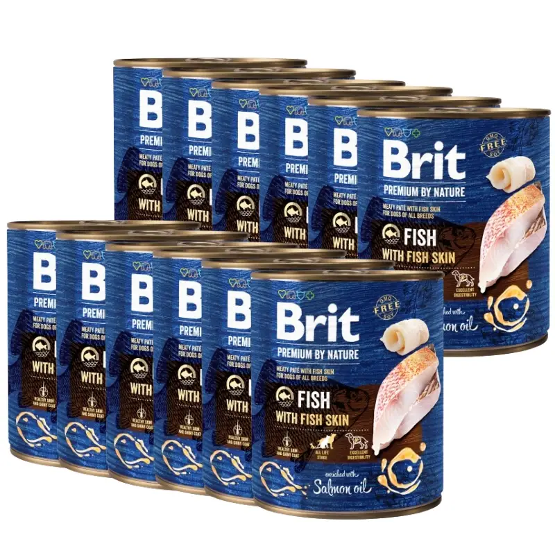 Rychlé Dodání Brit Premium by Nature Ryba s rybí kůží 12x800g