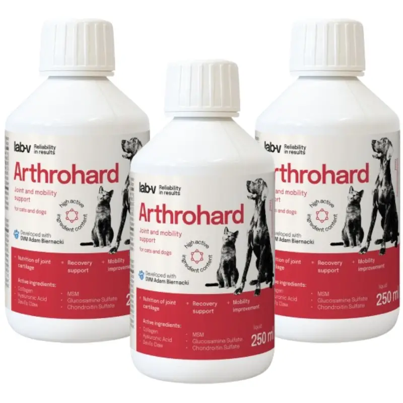 Časově Omezené LAB-V Arthrohard 3x250ml Přípravek na podporu kloubů pro psy a kočky