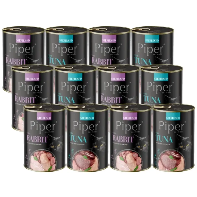Top Prodej DOLINA NOTECI Piper pro sterilizované kočky s tuňákem/králíkem 12x400g