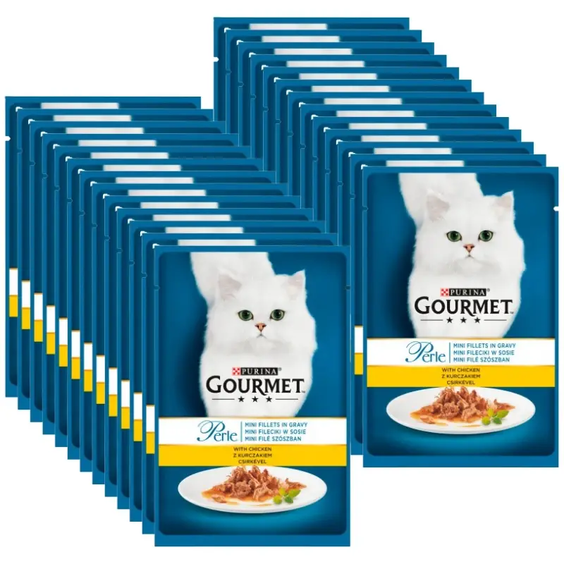 Purina Gourmet Perle krmivo pro kočky mini filety v omáčce s kuřecím masem 26x85g Víkendová Akce