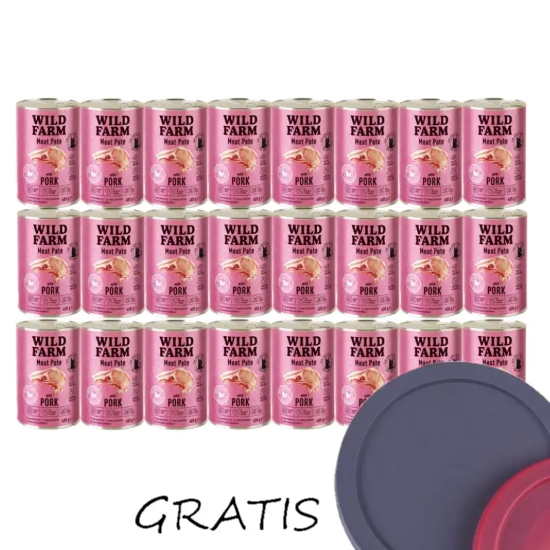 Časově Omezené WILD FARM Pate Pork 24x400g - bezlepkové krmivo pro kočky