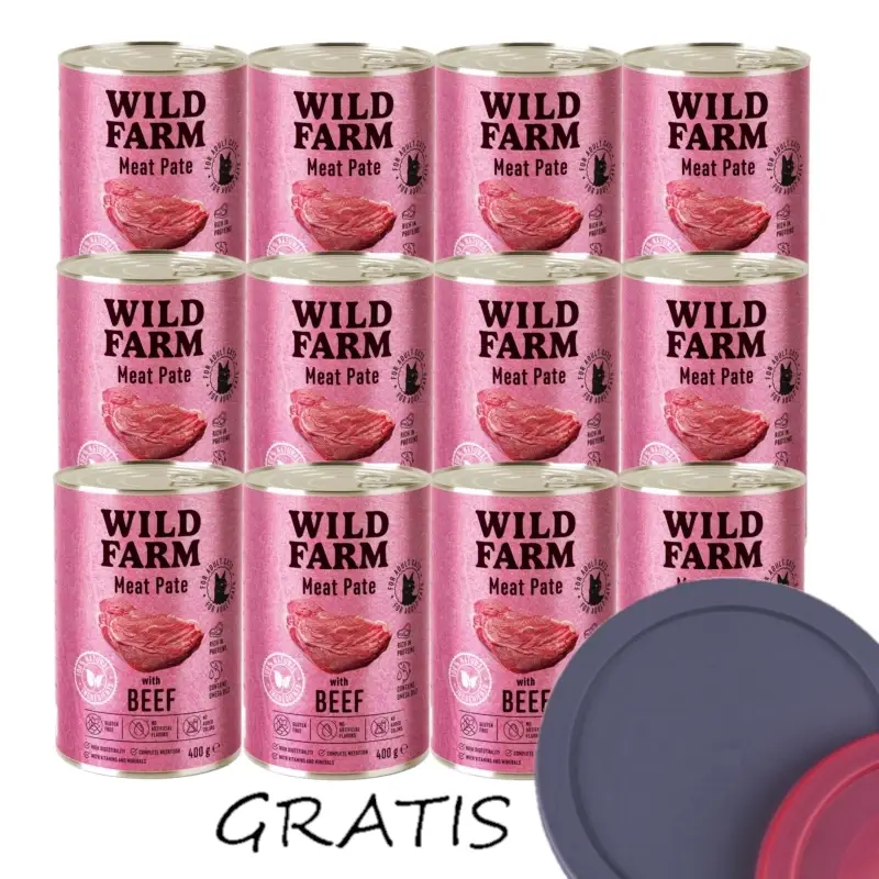 Aktuální WILD FARM Pate Beef 12x400g - bezlepkové krmivo pro kočky