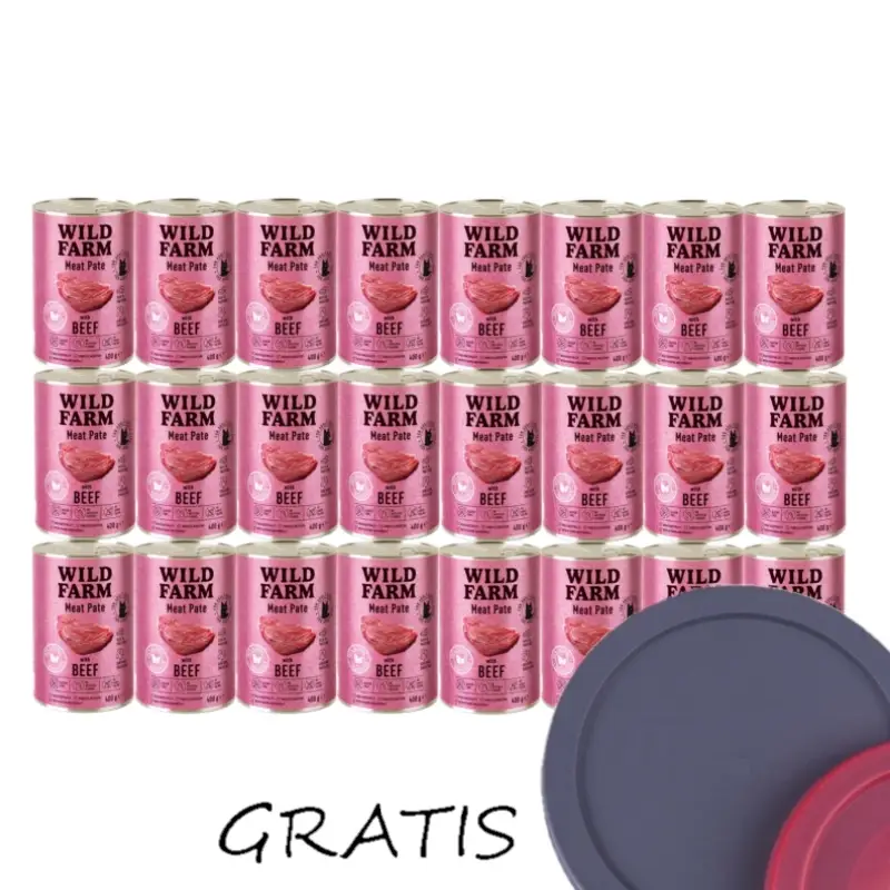 WILD FARM Pate Beef 24x400g - bezlepkové krmivo pro kočky Cenově Výhodný