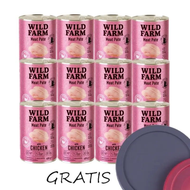 WILD FARM Pate Chicken 12x400g - bezlepkové krmivo pro kočky Levný