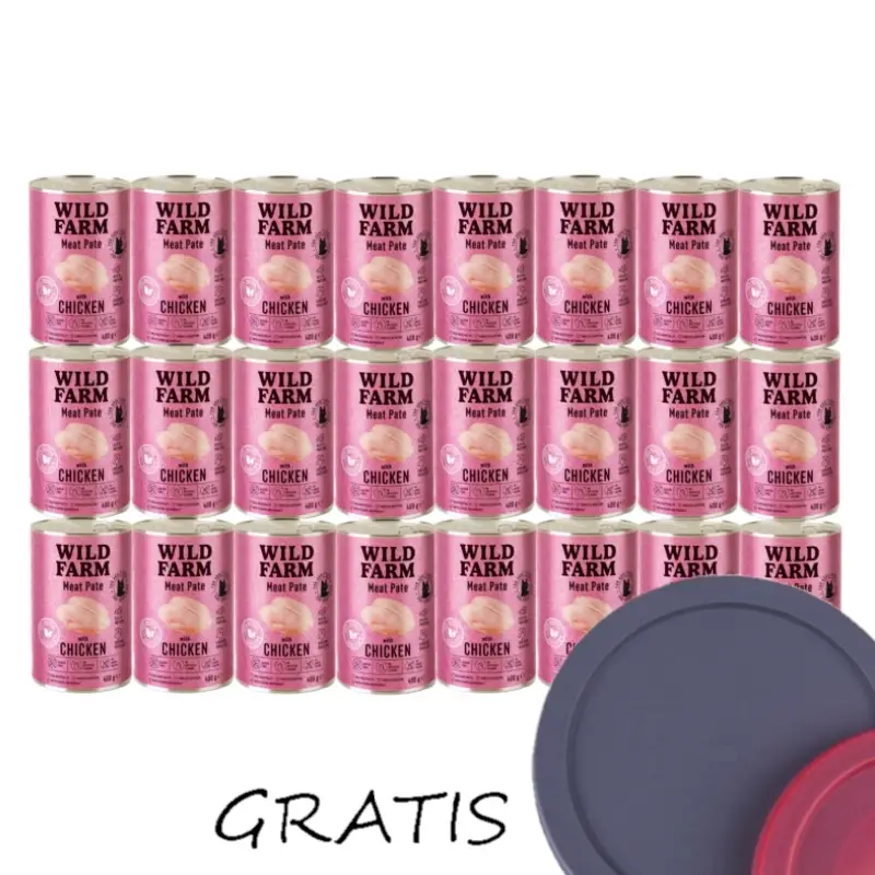 Nejprodávanější WILD FARM Pate Chicken 24x400g - bezlepkové krmivo pro kočky