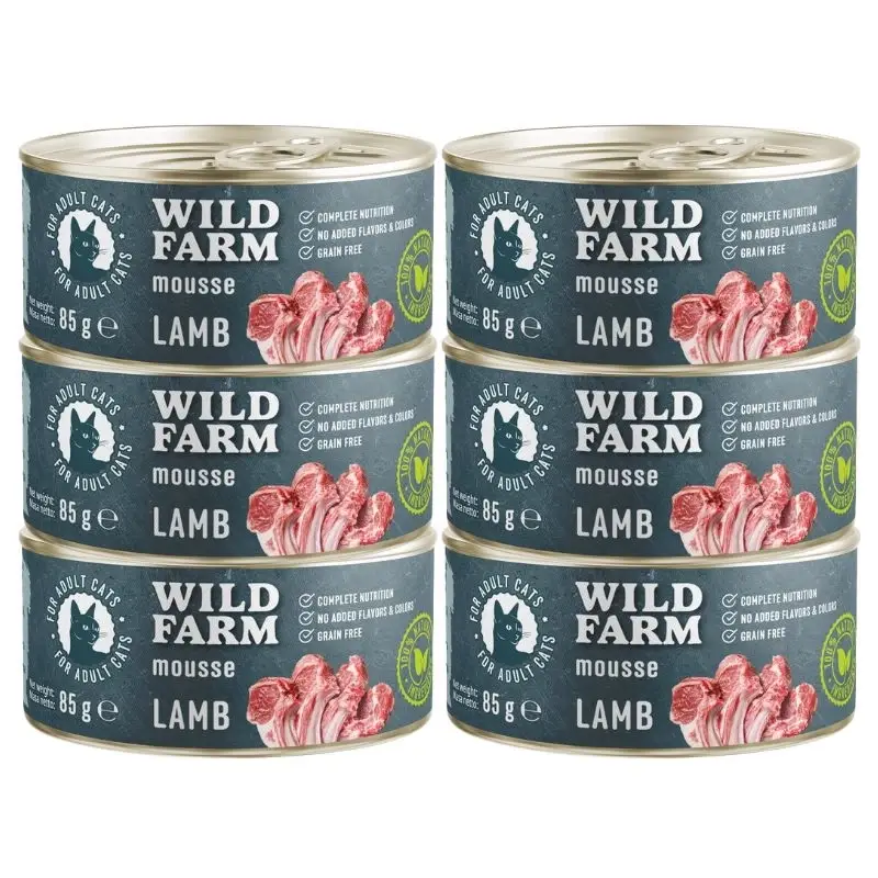 Finální Výprodej WILD FARM Mousse Lamb 6x85g - pěna pro kočky bez obilovin