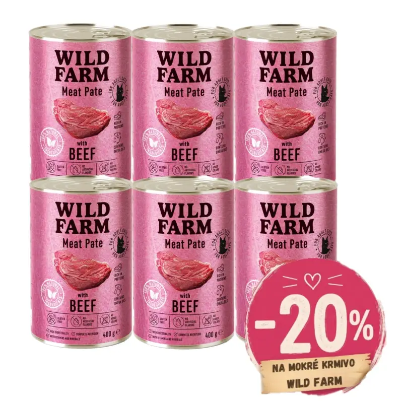 Bezpečná Platba WILD FARM Pate Beef 6x400g - bezlepkové krmivo pro kočky