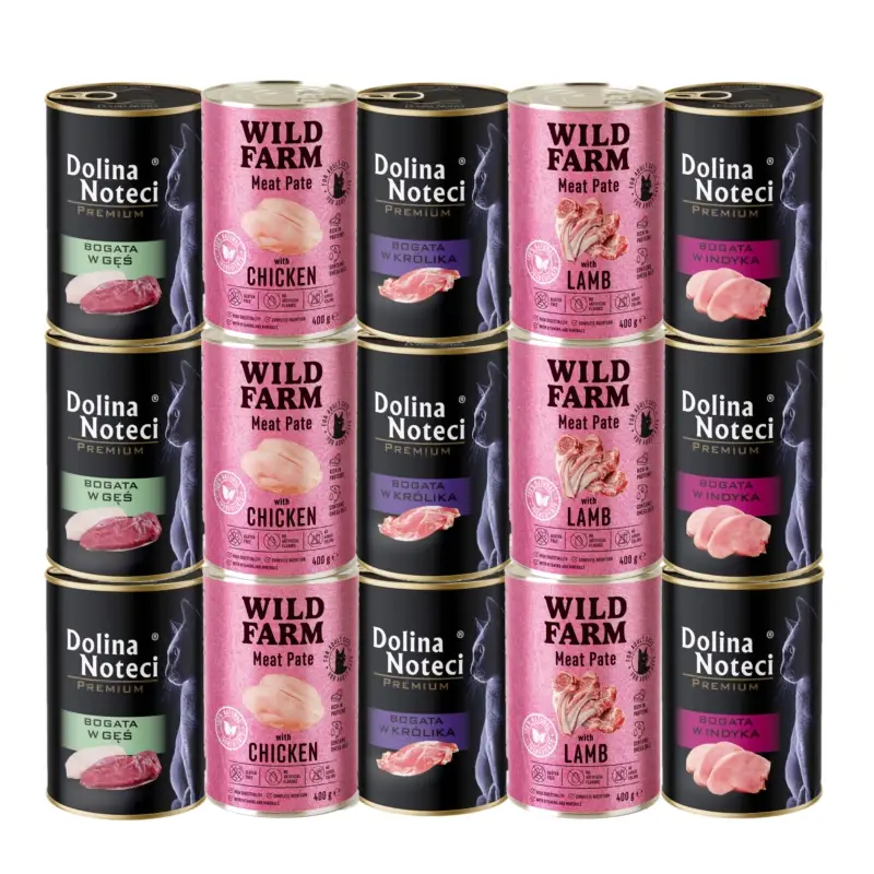 Jen Po Omezenou Doba Dolina Noteci Premium + WILD FARM Pate Mix chutí 15x400g