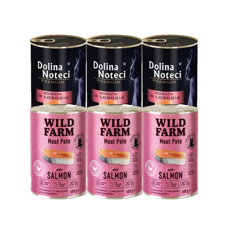 Dolina Noteci Premium + WILD FARM Paštika pro kočky Salmon 6x400g Levný