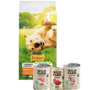 PURINA Friskies Balance 15 kg + Wild Farm Pate 3 x 400 g MIX Nejlepší Volba