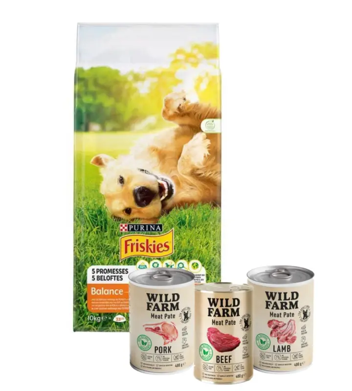 PURINA Friskies Balance 15 kg + Wild Farm Pate 3 x 400 g MIX Nejlepší Volba