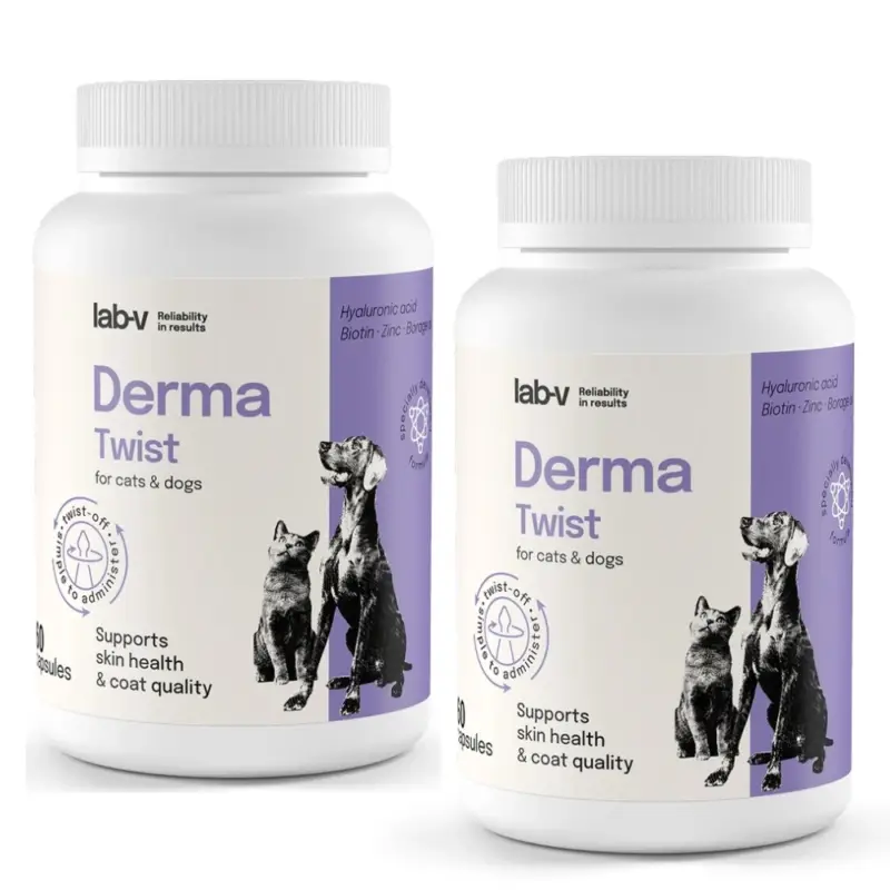 Vrácení Zdarma Lab-v Derma Twist - podpora kůže, srsti a ochranných bariér pro psy a kočky 2x60 twist off kapslí