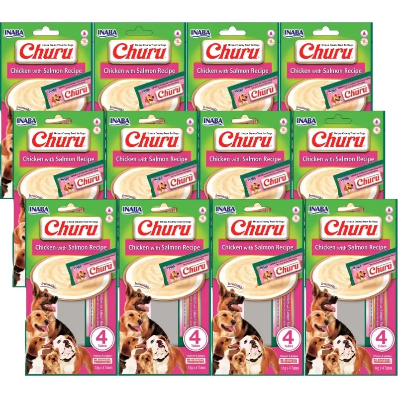 Nejlepší Volba INABA Churu 4P pamlsek pro psy s příchutí kuřete a lososa 12x(4x14g)