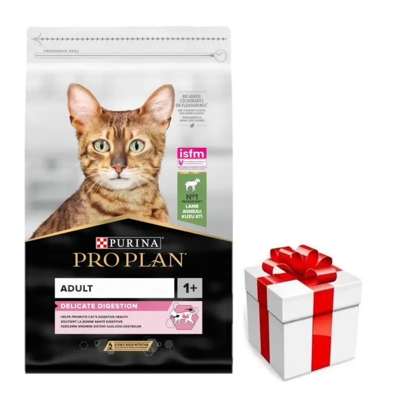 Nejlepší Volba PRO PLAN Delicate Digestion Krmivo pro dospělé kočky bohaté na jehněčí maso 10 kg + překvapení pro kočku ZDARMA