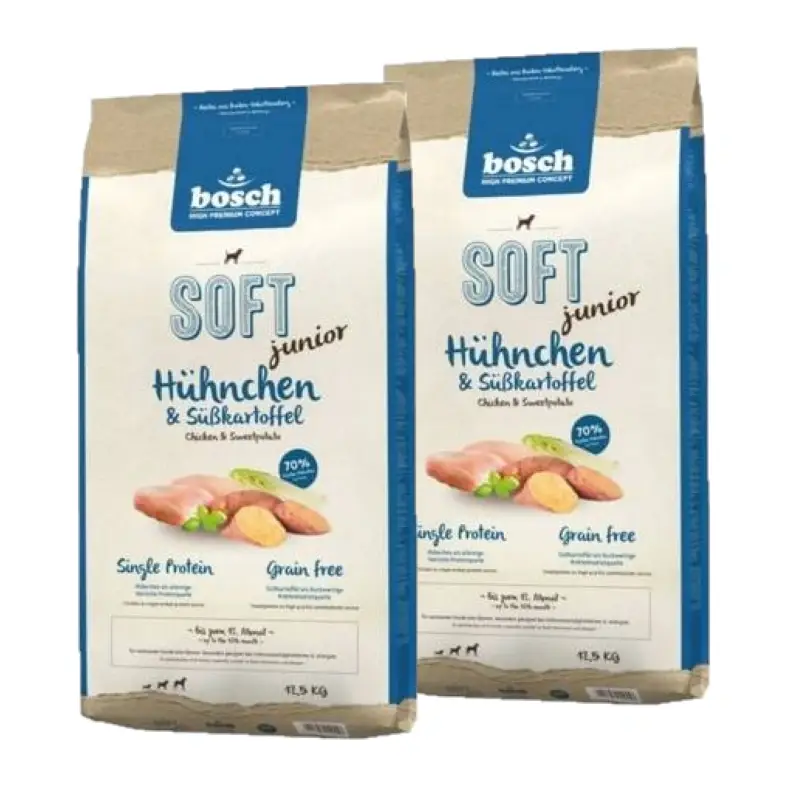 Aktuální Bosch Soft Junior s kuřecím masem a sladké brambory 2x12,5kg