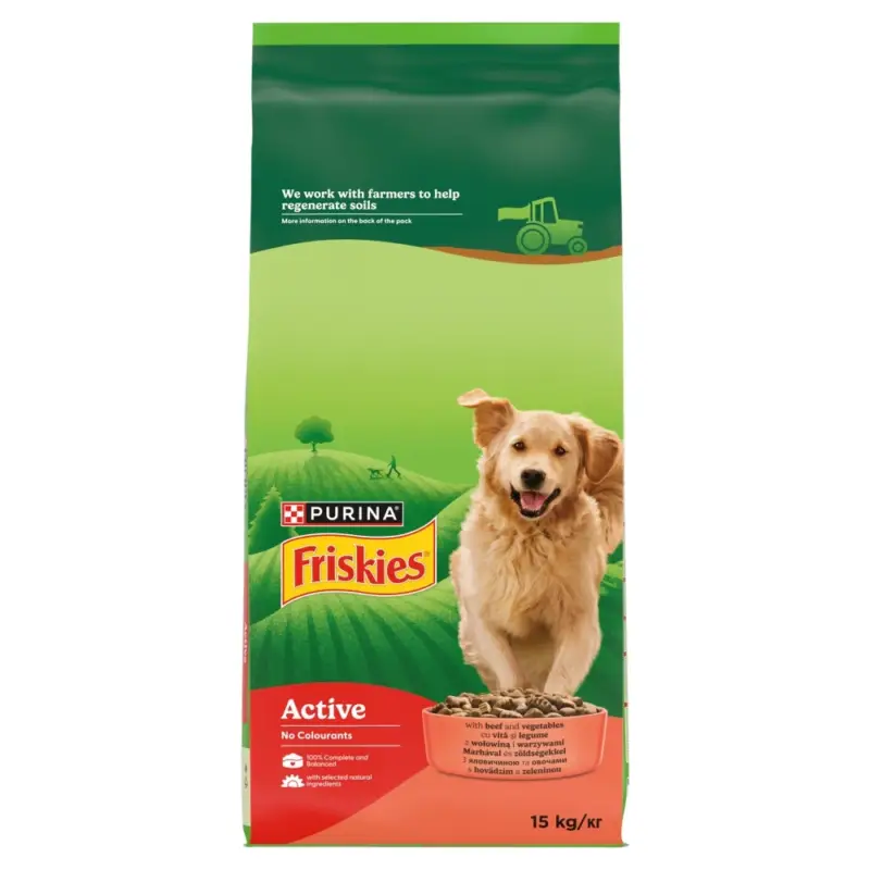 Friskies Active Karma pro dospělé psy s hovězím masem a zeleninou 15kg Rychlé Dodání