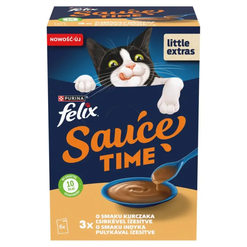 Felix Sauce Time Karma doplňkové krmivo pro dospělé kočky 6x40g Nejprodávanější