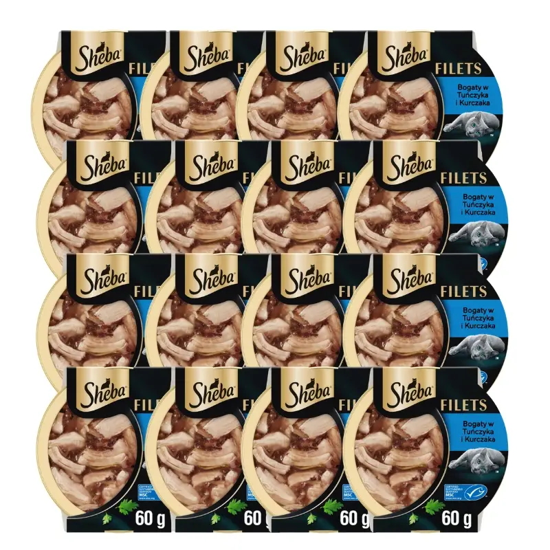 Jen Po Omezenou Doba SHEBA Filets mokré krmivo pro kočky s tuňákem v omáčce 16x60g