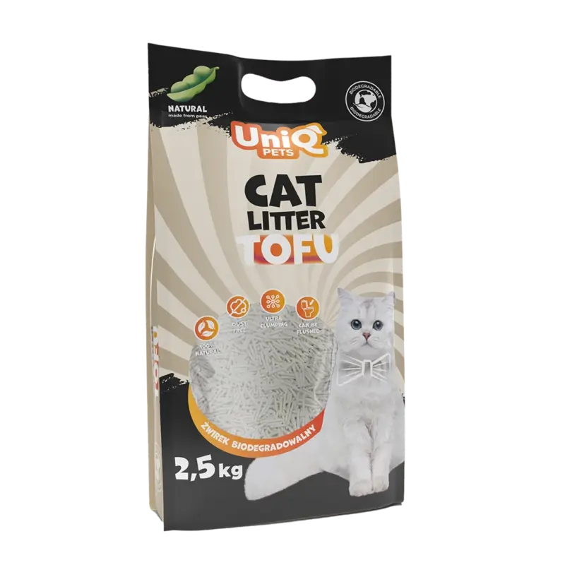 UNIQ PETS TOFU – biologicky rozložitelný kočičí stelivo, 2,5 kg, přírodní Expresní Doručení