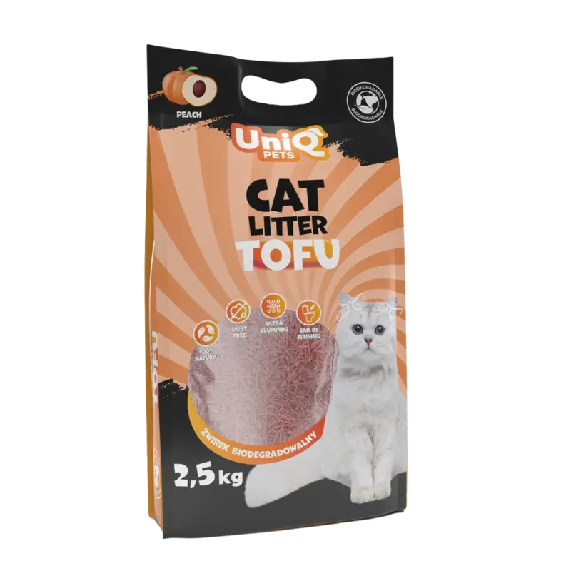 UNIQ PETS TOFU – biologicky rozložitelná kočičí steliva, 2,5 kg, broskvová Expresní Doručení