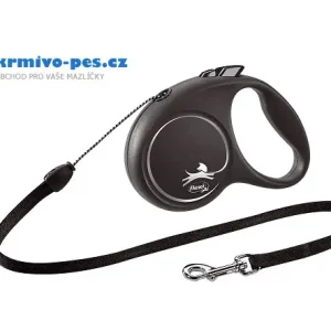 Tovární Cena Vodítko FLEXI Black Design S lanko 5m/12kg stříbrná
