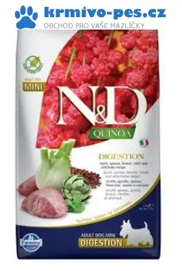 Speciální Cena N&D Quinoa DOG Digestion Lamb & Fennel Mini 2,5kg