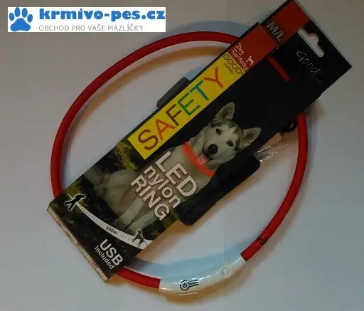 Finální Výprodej Obojek DOG FANTASY světelný USB červený 45 cm