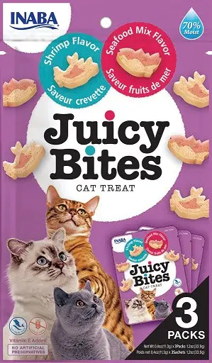 Inaba Churu Juicy Bites cat snack krevety a mořské plody 3x11,3g Nízká Cena