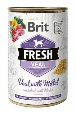 Zlevněný Brit Fresh Dog konz Veal with Millet 400g