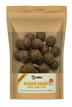 DINGO masové kuličky losos, vejce a krill 24mm/150g Tovární Cena