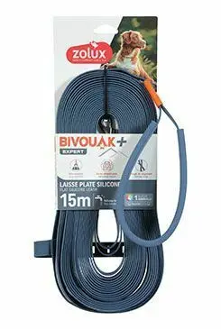 Vodítko pes BIVOUAK ploché,silik.15mm/15m modrá Zolux Výprodej