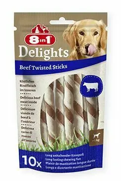 Výprodej Pochoutka 8in1 Delights Beef Twisted Sticks 10ks