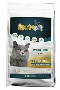 Omezená Nabídka IRONpet Cat Adult Sterilized Turkey 12kg